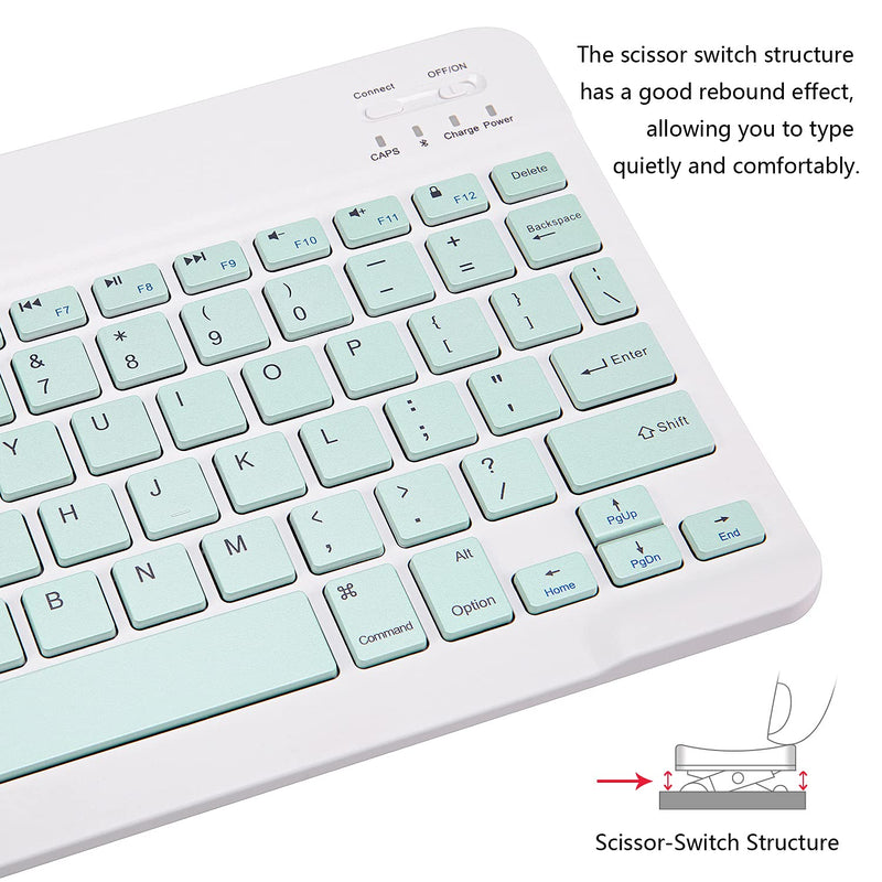 [Australia - AusPower] - Ultra-Slim Bluetooth Keyboard Portable Mini Wireless Keyboard Rechargeable for Apple iPad iPhone Samsung Tablet Phone Smartphone iOS Android Windows (10 inch Light Green) 10 inch Light Green 