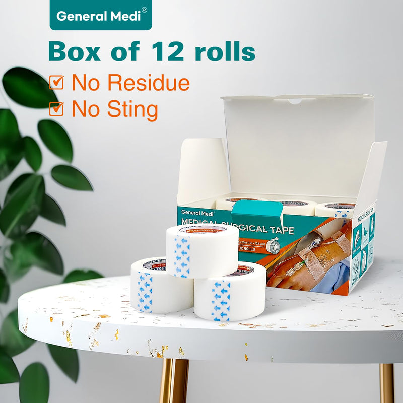 [Australia - AusPower] - General Medi Soft Paper Surgical Tape 1" x 10.9 Yards, Gentle Adhesion (12 Rolls) 12 Rolls 