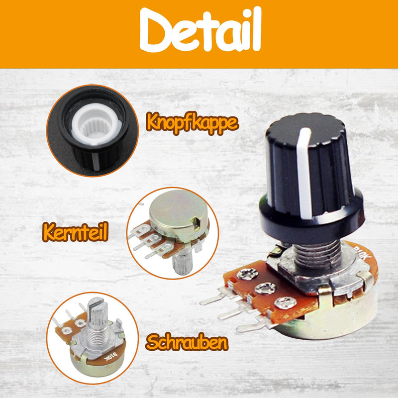 [Australia - AusPower] - Pack of 5 B10K Potentiometer Kit, 3 Clamp Rotary Potentiometers with Cap Nuts, Eualizer Potentiometer, 3 Connections Linear Rotary Potentiometer 