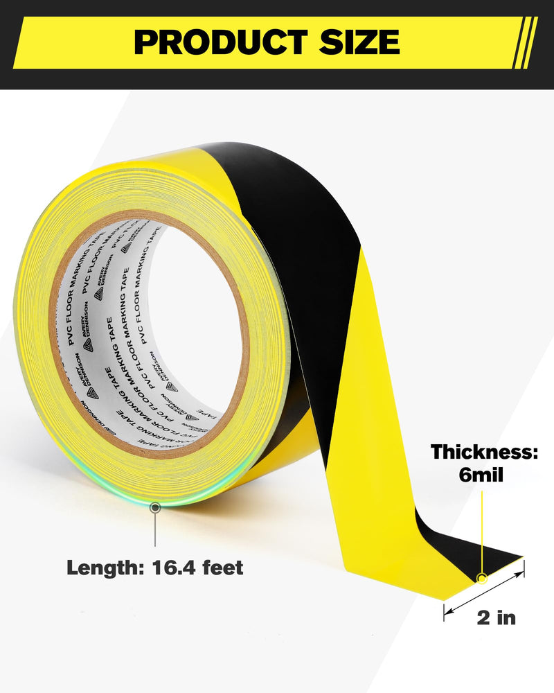 Avery Dennison Safety Floor Tape 2 Inch x 108 FT, Heavy-Duty PVC Forklift-Resistant, High-Visibility Reflective for Warehouse/Factory/Parking, Black & Yellow, ROHS/Reach Certified (1 Roll) Black&Yellow 1