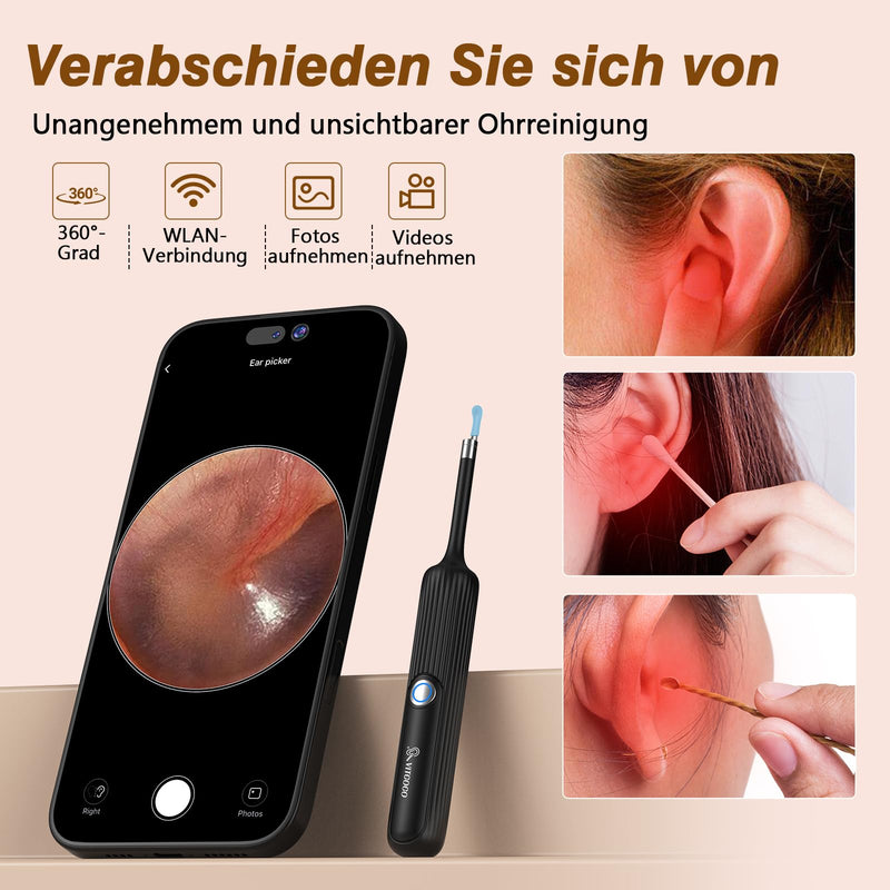 Flexible Ear Wax Remover Otoscope, 1080P Wi-Fi Ear Cleaner, 3.1 mm Ear Cleaner with Tweezers, Waterproof Ear Cleaner for Adults, Children and Pets
