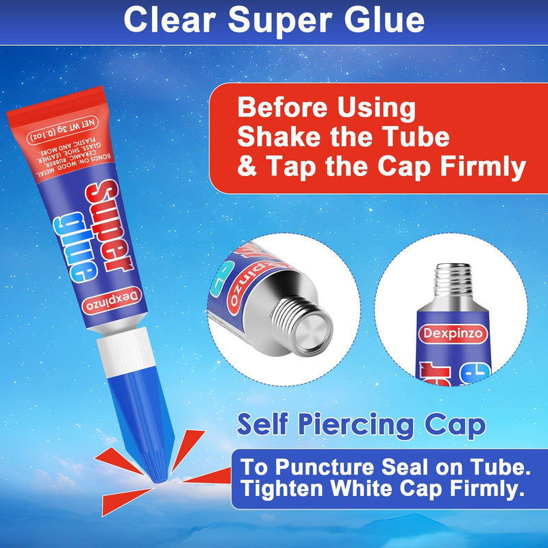 [Australia - AusPower] - 32 x 3g Super Glue Clear, Strong Adhesive Superglue Fast Drying Cyanoacrylate Glue for Plastic Wood Metal Glass Fabric Rubber Leather Shoes Ceramic Jewelry DIY Crafts SG-04 