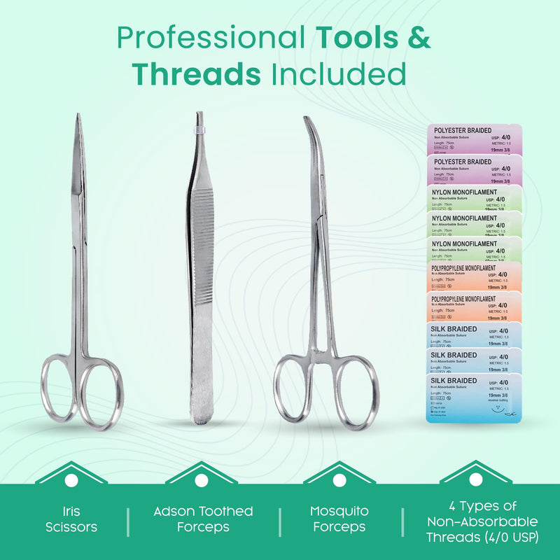 [Australia - AusPower] - Suture Practice Kit and Surgical Knot Tying Board, Complete Medical Training Set with Silicone Pad, Suturing Tools, Knot Board with Durable Rope, and Quick Tie Tool, Ideal for Medical Students Board & Suture Kit 