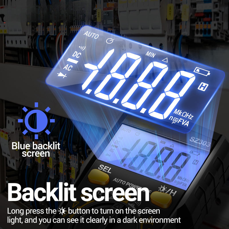 [Australia - AusPower] - Digital Multimeter Voltage Tester,Volt Meter,Measures AC/DC Current/Voltage,NCV,Ohm,Volt,Diode and Continuity, Resistance, Frequency for Electrican Tools(AAA Battery Include) Black 
