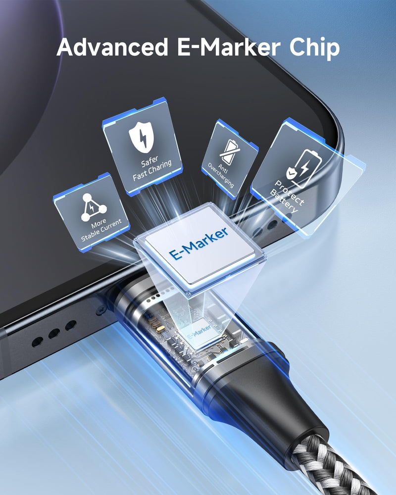 Raviad USB C Cable Short [Pack of 2 0.5 m] 100 W Charging Cable USB C PD 3.0 | Fast Charging USB C to USB C Cable for iPhone 17 16 15, Samsung Galaxy S25 S24, Huawei, Pixel, MacBook, iPad Pro Air black