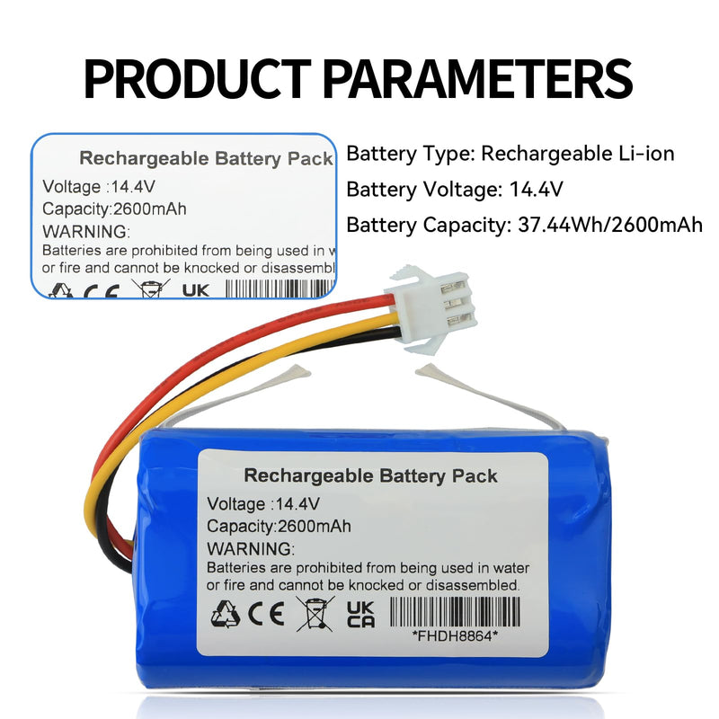 Replacement Battery Compatible with MAMNV BR151, ZCWA BR151, ONSON BR151, GOOVI BR151, ZC WAS BR151, iMartine BR151, XIEBro Life BR151, GTTVO BR151,Tuya BR151, bObsweep Leaf 000-BR-150 Robot Vacuum
