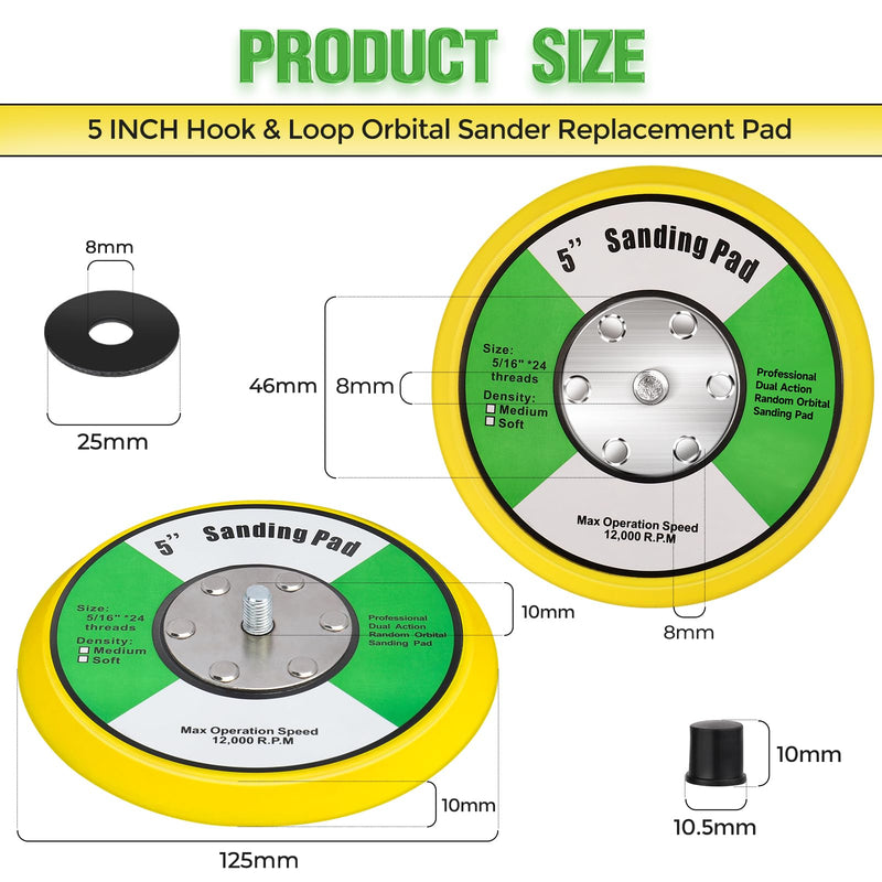 [Australia - AusPower] - MOGRQAP 5 Inch Grinder Support Plate 125 mm M8 Polishing Pad Polishing Waxing Buffing Electric Grinder Grinding Tool (5 inches/125 mm Yellow) 5"/125mm YELLOW 