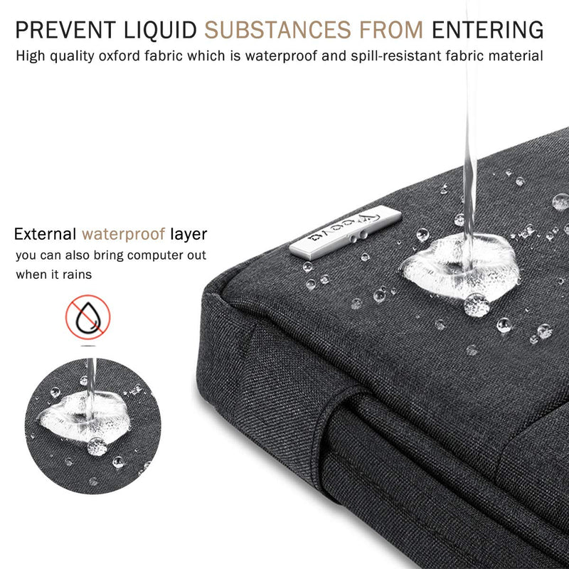 [Australia - AusPower] - Voova 13 13.6 Inch Laptop Sleeve Case Compatible with MacBook Air/MacBook Pro 13 M2/M1,13.5 Surface Laptop 5/4, Surface Pro X / 9/8, iPad Pro 12.9, Waterproof Computer Bag Cover with Handle, Black 12.6-13.6 Inch 