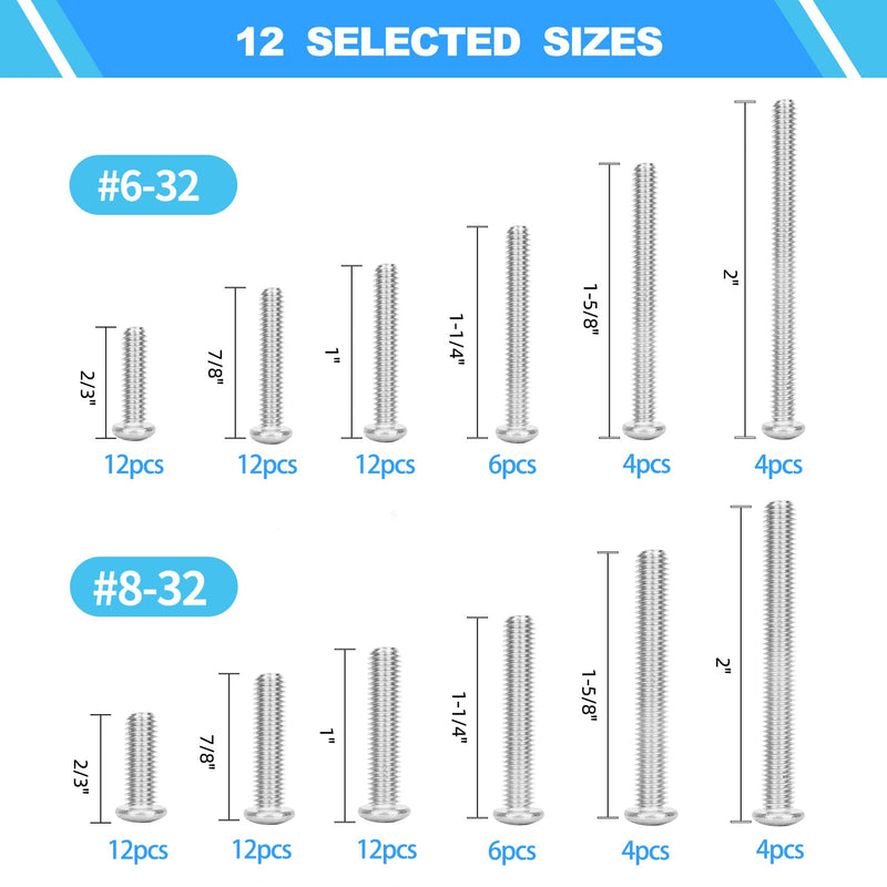 [Australia - AusPower] - Machine Screws, 100 PCS Phillips Pan Head Electricians Screw Kit #6-32#8-32 Thread 304 Stainless Steel Screws for Electrical Wall Plate Switch, Receptacles Mounting Screws with Storage Case 