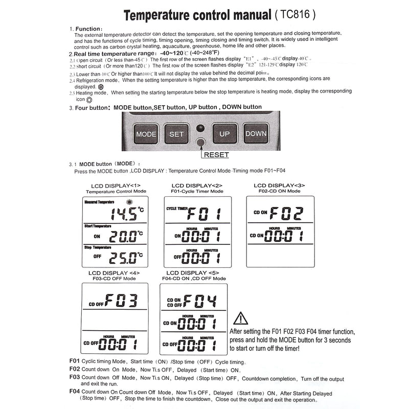[Australia - AusPower] - UMLIFE 1Pack Digital Temperature Controller Thermostat Timer - Reptile Thermostat Controller Day Night Timer 110V 15A Temperature Controlled Outlet Plug Heating Cooling Control with Sensor 