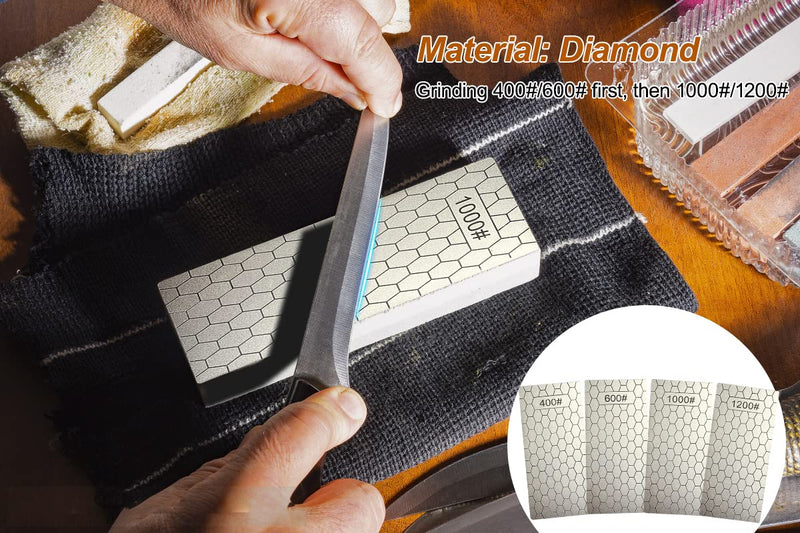Set of 4 400/600/1000/1200 Diamond Sharpening Stones for Kitchen Appliances and Outdoor Use, Silver
