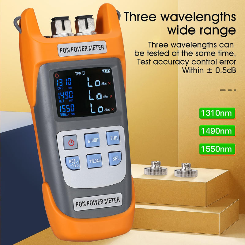 [Australia - AusPower] - A-330A SCAPC FCAPC adapters Fiber Optic PON Optical Power Meter 1310nm 1490nm 1550nm Handheld PON Optical Power Network Detection Online Cable Tester with LED Lighting A-330A 