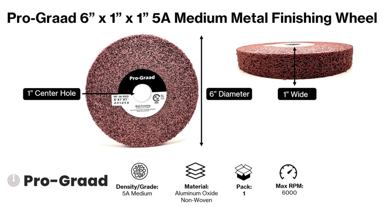 [Australia - AusPower] - Metal Finishing Wheel – 6” x 1” x 1” 5A Medium Grit – Aluminum Oxide – Maroon Metal Finish Convolute Wheel – for #3 & #4, Brush, Satin and Mill Finishes – Pack of 1 6" x 1" x 1" 