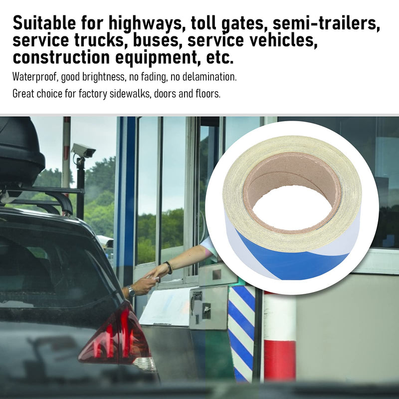 Reflective Safety Warning Tape Blue White Striped Hazard Marking Tapes for Highways Construction Equipment Factories PET 5cm x 30m