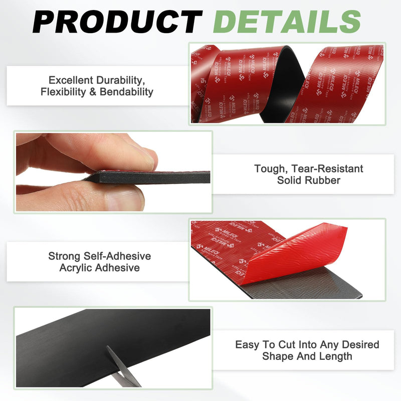 PATIKIL Neoprene Rubber Strips 4" Wide x 3/16" Thick x 3.3FT Long, Self Adhesive Solid Rubber Sheet for Shock Absorption Gasket DIY Crafts Sealing Weather Striping, Black 4" x 3/16" x 3.3FT 1