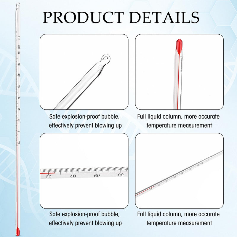 [Australia - AusPower] - 10 Pcs General Purpose Lab Thermometer 12 Inch 76mm Immersion Glass Liquid Cooking Laboratory Thermometer -20 to 150 Degrees Celsius for Hot Liquid Candle Food Beverage Precise Measurements 