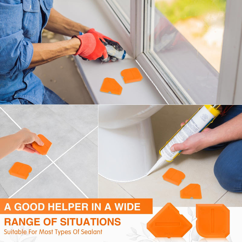 [Australia - AusPower] - Outus 2 Pieces Caulking Tool Set Silicone Sealant Grout Finishing Tool for Kitchen Bathroom Floor Sealant Sealing (Orange) Orange 