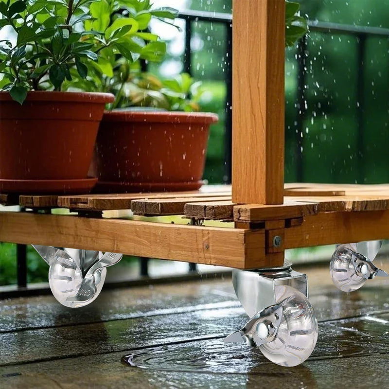 [Australia - AusPower] - Stem Wheels M8X15mm with Side Brake, 2 Inch Swivel Casters Wheels, Threaded Stem Castors Wheel, 360 Degree Rotated Crystal Clear Wheel,Soft Polyurethane Furniture Wheels for Carts and DIY Projects M8*15, Side Brake 