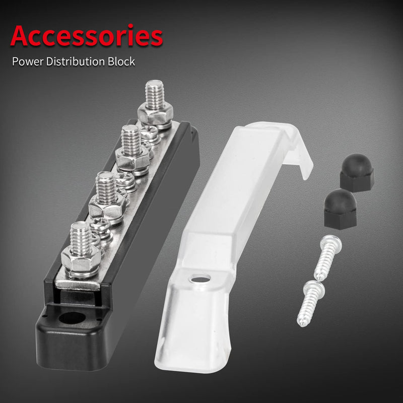 [Australia - AusPower] - DaierTek Power Distribution Block 4 x M6 Terminal Studs, 6 x M4 Terminal Screws Battery Bus Bar for Car Marine Boat (Pair - Positive & Negative) 4xM6 