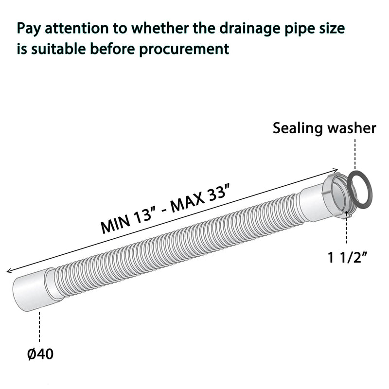 Low Profile Shower Drain, 1.5" Side Outlet Drain Assembly with Perforated Filter, PVC Side Outlet Drain, Flexible Drain 38mm 40mm Dual Purpose Design