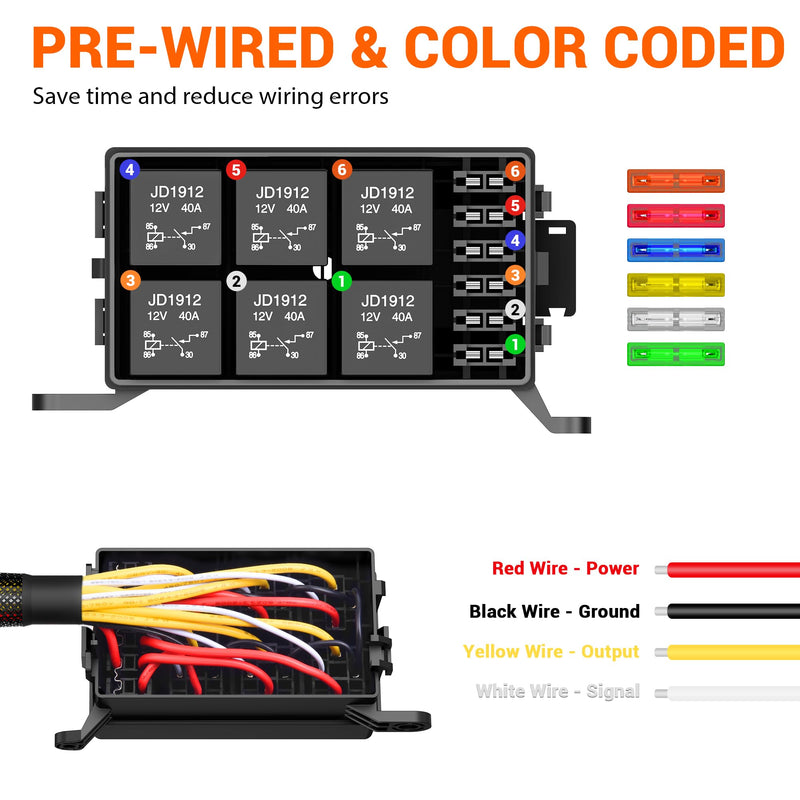 [Australia - AusPower] - 12V Fuse Relay Box 6 Way Pre-Wired Waterproof Relay Box 6 Slot ATC/ATO Fuse Relay Block Universal Relay Panel for Automotive Car Marine Boat 