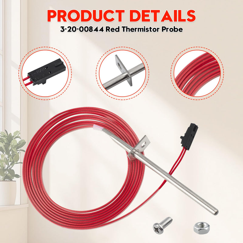 [Australia - AusPower] - 3-20-00844 Red Thermistor Probe fit for Harman Pellet Accentra 52i,ccentra Insert, Absolute 43 63,P35i, P38, P43, P61, P61A, P68,Fit for Heatilator Pellet BA100, BH105, BH60, BIO-120 