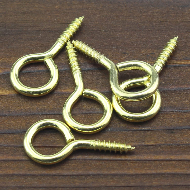 [Australia - AusPower] - 200 Pieces 0# Screw Eyes, Screw in Eye Hooks, Metal Screw Eye Pins Hooks, Brass Plated Steel Screw Eyes, Gold 0# 