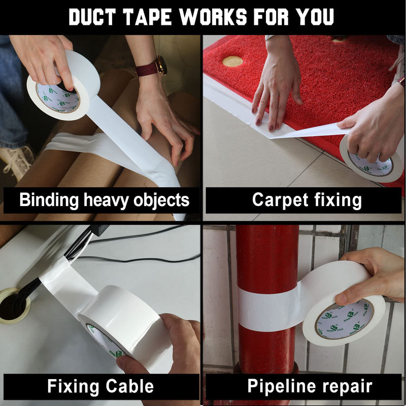 BOMEI PACK White Duct Tape 1.88 inch, Industrial Grade1.88 inches x 20 Yards, 9 Mil Heavy-Duty, Waterproof, UV Resistant for Crafts & Home Improvement (2Pack Total 40Yards)