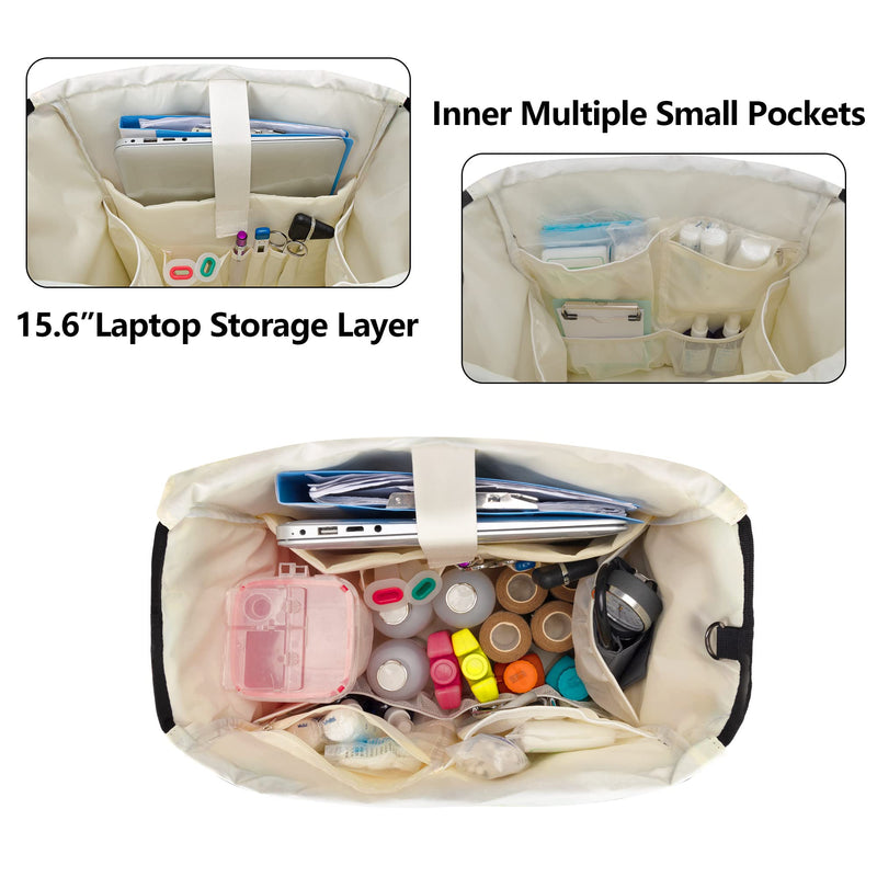 [Australia - AusPower] - LoDrid Nurse Bag with Bottom Padded Pad, Medical Work Bag with 15.6' Laptop Storage Layer, Home Visiting Bag for RN, PA, LPN, EMT, CNA, Totem, Bag Only 