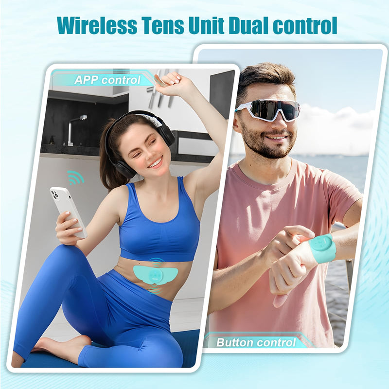 Wireless Tens Unit Muscle Stimulator for Pain Relief, 26 Mode 25 Intensity APP Controlled Bluetooth Wireless TENS & EMS Muscle Stimulator - Used to Relieve Pain in All Parts of the Body (Blue) Blue