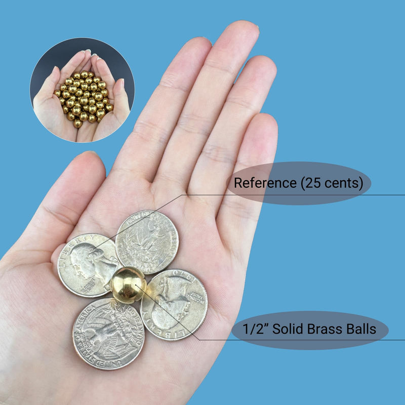 [Australia - AusPower] - 50Pcs H62 Precision Brass Balls Solid Brass Balls Diameter 1/2"(12.7mm) Excellent Conductivity for Industrial Equipment Instruments, Also can be Used as DIY Crafts 1/2inches 50 