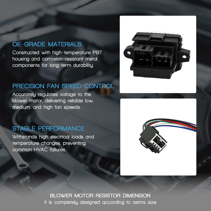 [Australia - AusPower] - HVAC Blower Motor Resistor with Wire Harness Compatible with Jeep Grand Cherokee Grand Wagoneer Replacement for Dodge Challenger Charger Durango Grand Caravan Magnum Relpace 68079480AA JA1909 