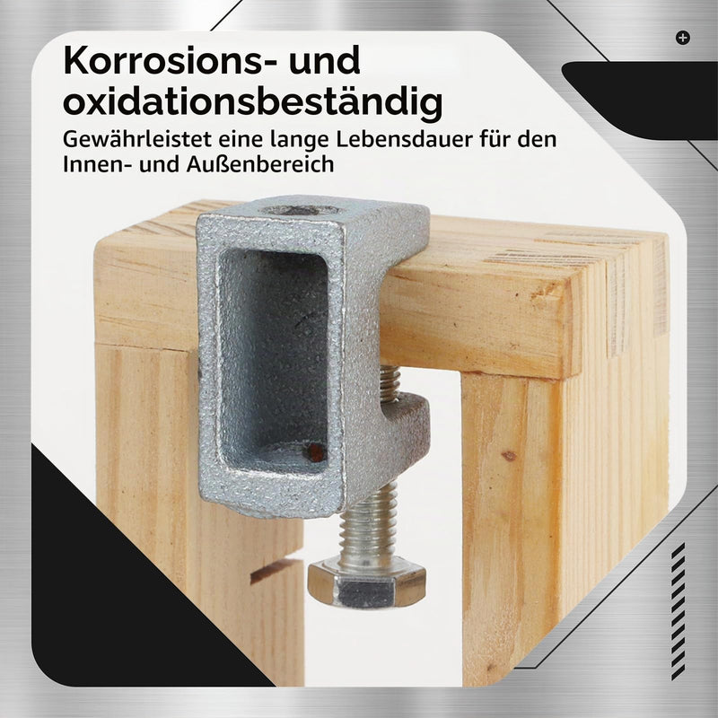 Pack of 10 carrier clamps, stand-up seam clamp, carrier clamp holder made of galvanised steel for ventilation and other systems, M20 C shaped wooden beams for bridge construction, building construction