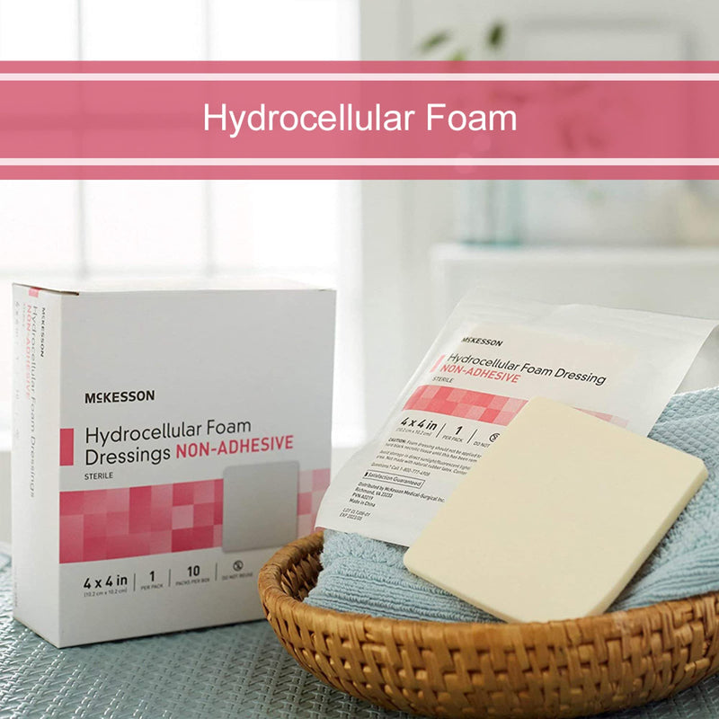 [Australia - AusPower] - McKesson Hydrocellular Foam Dressings, Sterile, Non-Adhesive, Pad 4 in x 4 in, 10 Count, 1 Pack 10 Count (Pack of 1) 