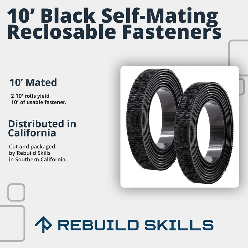 [Australia - AusPower] - Industrial Strength - Black Indoor/Outdoor Adhesive Mounting Tape - Self Mating Reclosable Fastener Compatible with 3M SJ3550 / SJ3560 Dual Lock 10FT X 2 PACK 