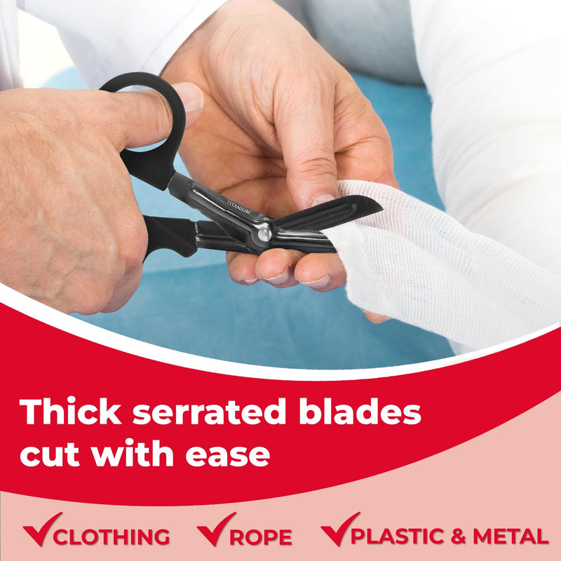 [Australia - AusPower] - Ever Ready First Aid Autoclavable Titanium Bonded Bandage Shears 7 1/4" Bent - Tactical Stealth Black (Tactical Black Single Pack) 1-Pack 
