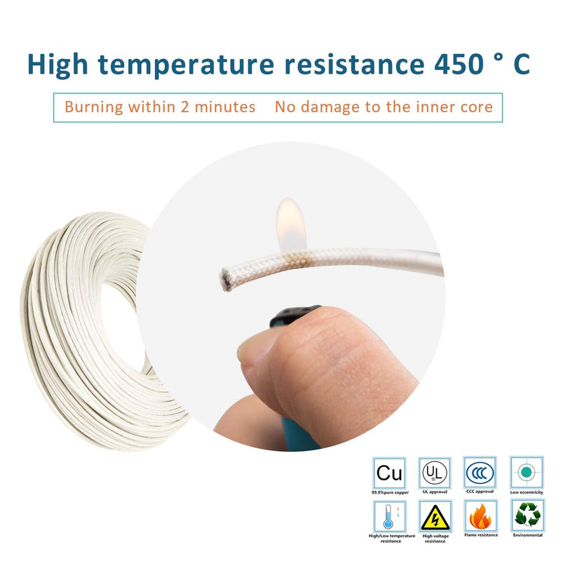 Bryne Mica High Temperature Wire -60~450 Degree C,Strands of Nickel Plated Copper Wire,Insulation by Mica and Fiberglass,Used in Harsh environments (AWG10 10Ft) AWG10 10Ft