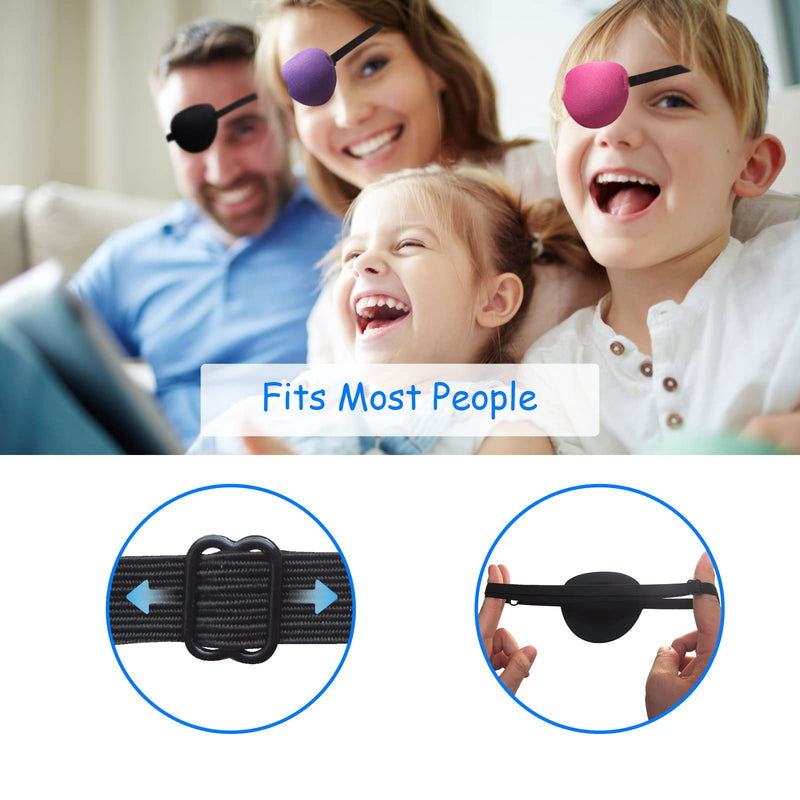 [Australia - AusPower] - 6PCS Eye Patch, Adjustable Soft Eye Patches for Adults and Kids,Medical Eyepatch,Amblyopia Lazy Eye Patches for Left or Right Eyes, 6 Colors 
