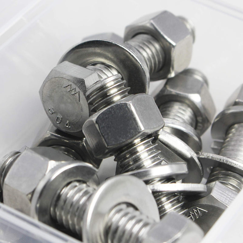 [Australia - AusPower] - SUNXULIMI 5/16-18 x 3" Bolts and Nuts Hex Head Bolts Screws, Nuts, Flat Lock Washers Hexagonal Head Bolt Stainless Bolts Machine Fully Thread Bright Assortment Kit 10Sets [5/16-18 x 3" (10Sets)] 