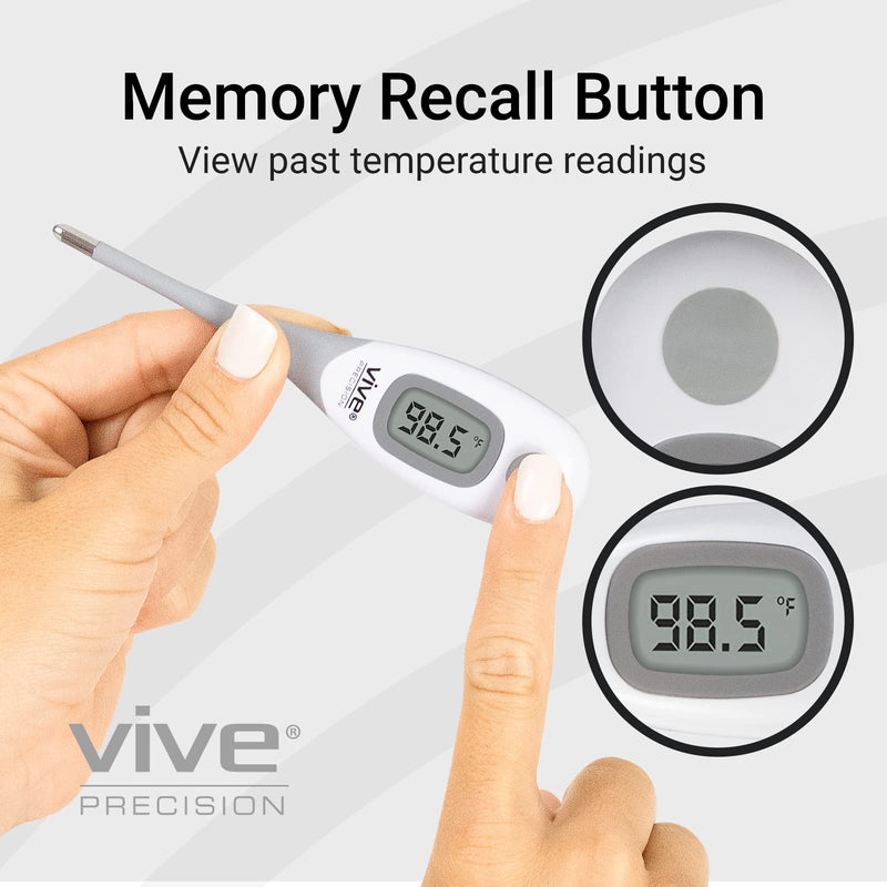 [Australia - AusPower] - Vive Precision Smart Oral Thermometer - Approved Medical Grade Body Temperature Reader for Adults, Babies - Digital Fever Monitor with App for Home Use, Under The Tongue, Armpit & Rectal 