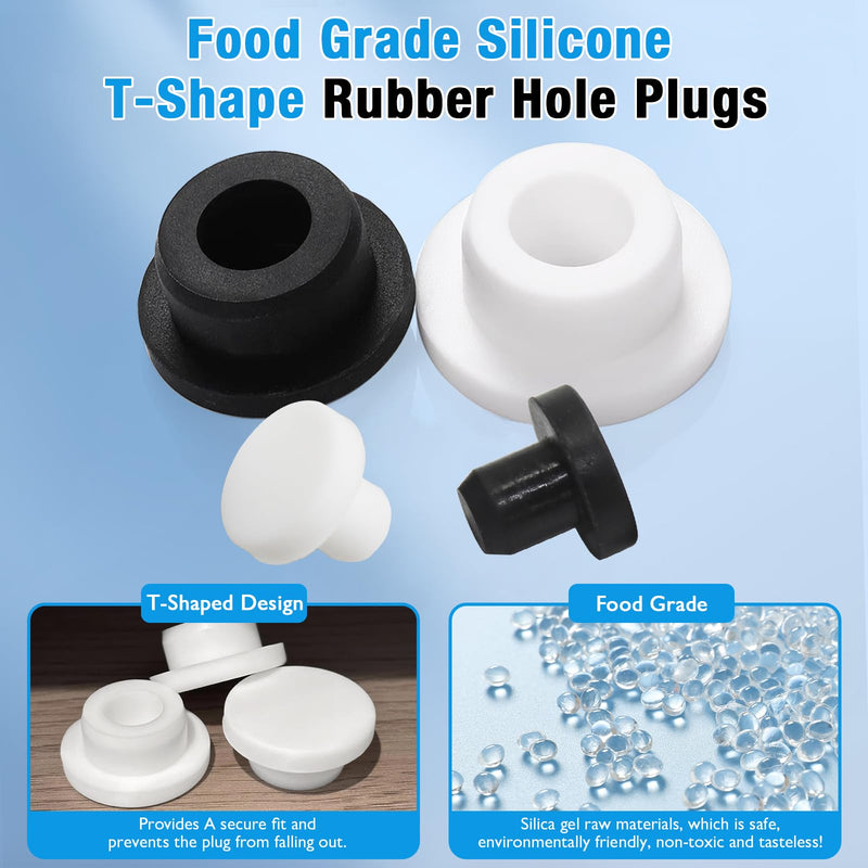 [Australia - AusPower] - 6 Pcs 31.3 mm Silicone Rubber Plug for 30.3-31.3 mm/ 1-3/16-1/1/4 in Round Holes, Waterproof T Type Rubber Stoppers, Soft Flexible Snap-On Seal Plugs Tube Pipe End Cover Caps Insert, White 31.3mm(1-3/16") 