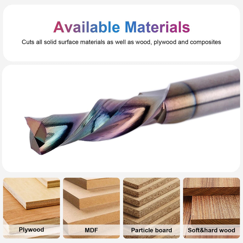 [Australia - AusPower] - SpeTool 1/4 Inch Shank Downcut Spiral Router Bit 1/4 Inch Cutting Diameter 1 inch Cutting Length with Extra Long Life Coating CNC Router Bits End Mill for Woodwork Mortise Slot 1/4" Dia - 1" CL -1/4" Shank DOWN CUT 