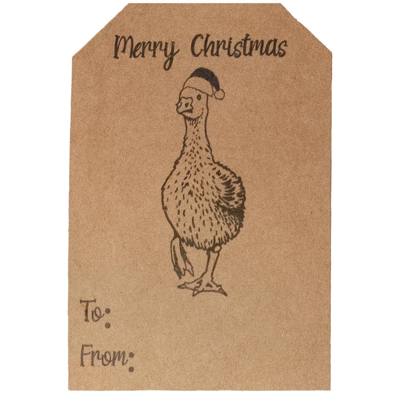 Natural Kraft Country Christmas Gift Tag Stickers – 2 x 3 Inch Vintage Farm Animal Designs – 100 Adhesive Labels Featuring Cow, Goose, and Pig – Eco-Friendly, Made in USA