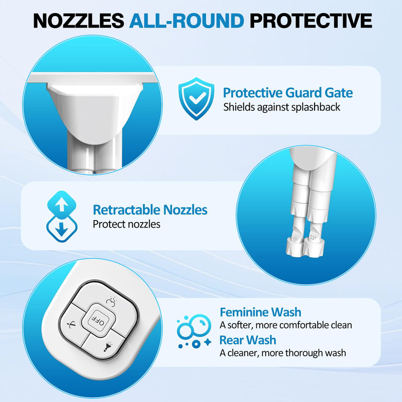 Non-Electric Bidet Attachment for Toilet, Ultra Slim Hot & Cold Water Bidet with Self-Cleaning Nozzle, Adjustable Water Pressure, Warm Water Feminine & Rear Wash (Requires Hot Water Line)