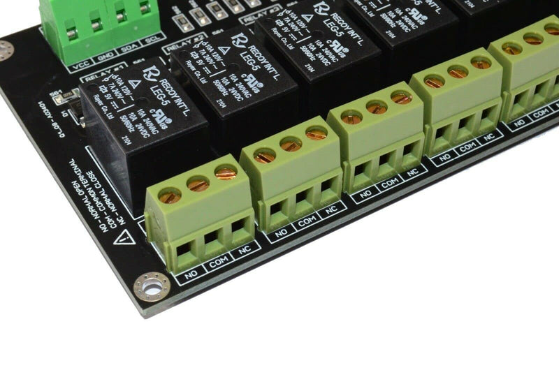 8 Channel I2C Interface Relay Module for Arduino, Raspberry PI, Home Assistant YAML, ESP32, 10A Peak LED Indicator, SPDT Switch Contacts, AC DC Voltage Control, I2C I/O pin Expander
