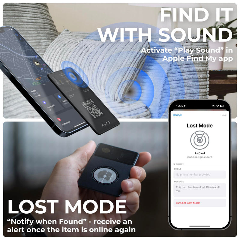 [Australia - AusPower] - Rolling Square Aircard Wallet Tracker - Bluetooth Wallet Finder Find My Network Compatible with Business Card Feature NFC/QR Code - 0.09in Slim 