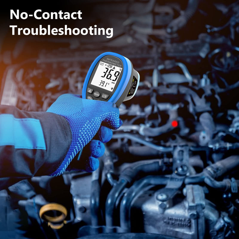 [Australia - AusPower] - Infrared Thermometer Temperature Gun -58℉~2732℉ Laser No Touch Thermometer Digital Thermal High Temp Gun with Adjustable Emissivity IR Pyrometer for Cooking Kiln Car Engine Industry (NOT for Human) 