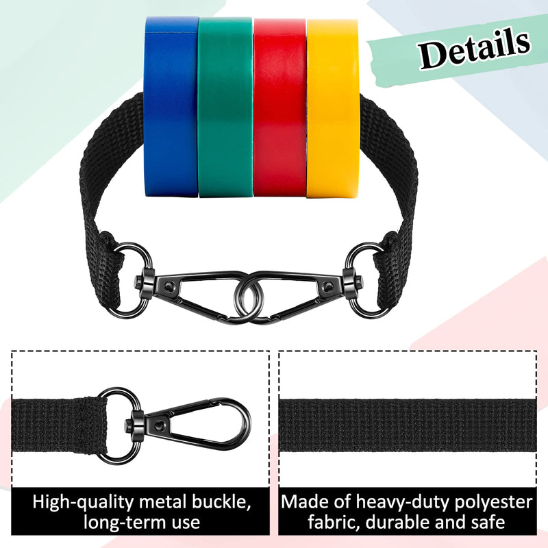 [Australia - AusPower] - Electrical Tape Holder Strap Tape Measure Holder for Belt Tape Thong with Snap Hooks Polyester Electrical Tape Holder Chain Electrical Tape Strap for Pouch Bag Tool Box Construction, Black 4 