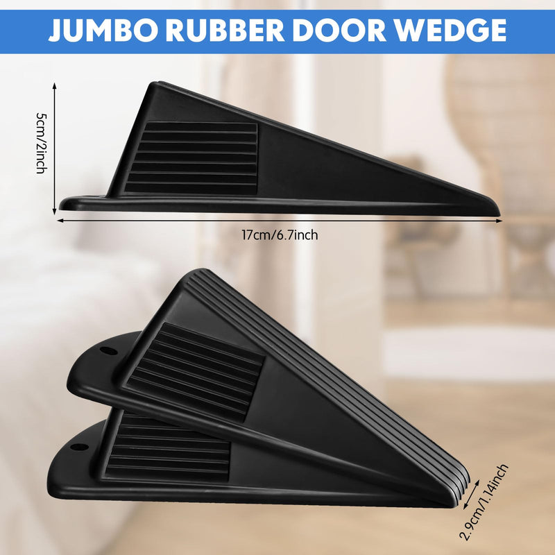[Australia - AusPower] - 4 Pcs Jumbo Door Stoppers for Floor Heavy Duty Stackable Door Stop TPR Large Door Wedge 2 Inch Rubber Door Stopper Wedge for Hotel Carpet Door Hardwood Concrete and Tile (Black) 4 Black 