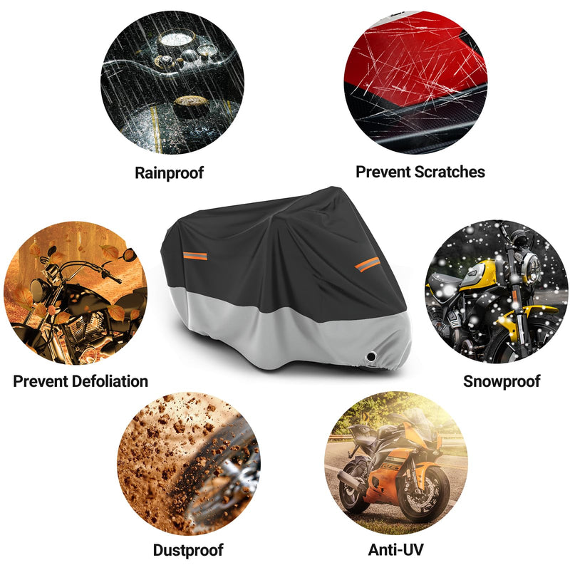 [Australia - AusPower] - Favoto Motorcycle Cover Waterproof Outdoor - All Season Sun Protection with Lock-Holes Rain Snow Windproof Dustproof Universal Fit Motorbikes Vehicle Moped Cover, 96.5" x 41" x 50" 96.5" Black & Silver 